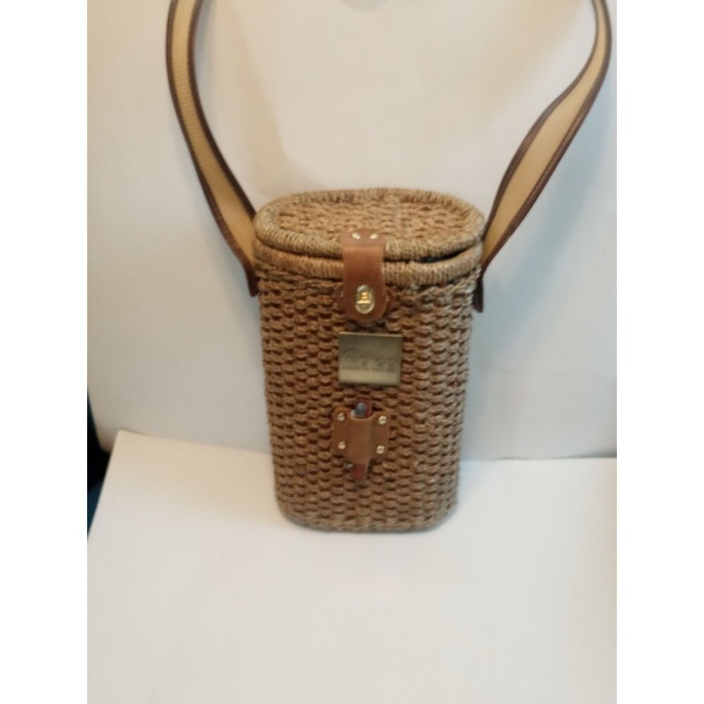 Boho Wine Holder Basket Caddy Carrier Wicker Rattan Vintage New